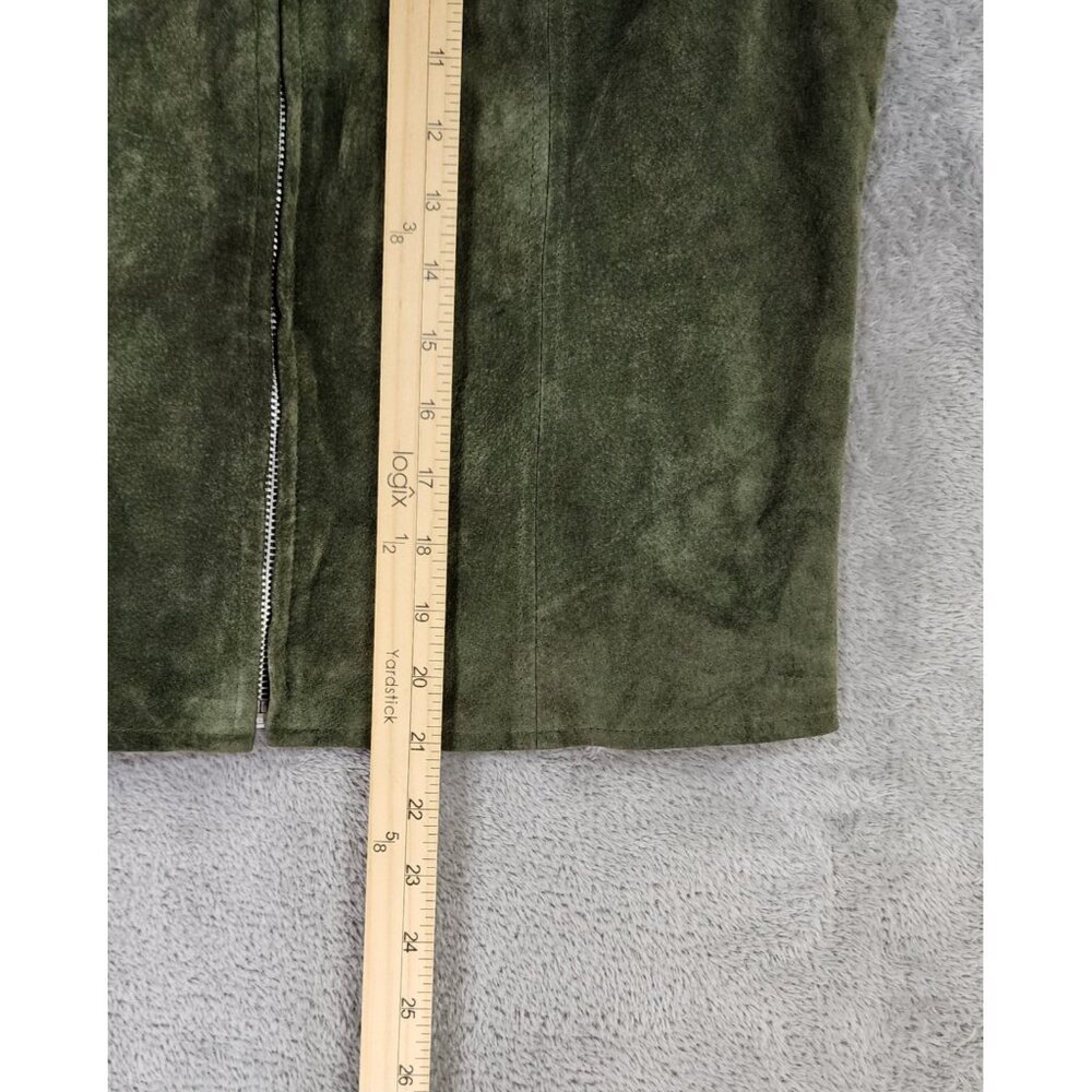 Saguaro Vest Womens Large Green Suede Leather Full Zip Western 90s Vintage Top - Picture 6 of 12